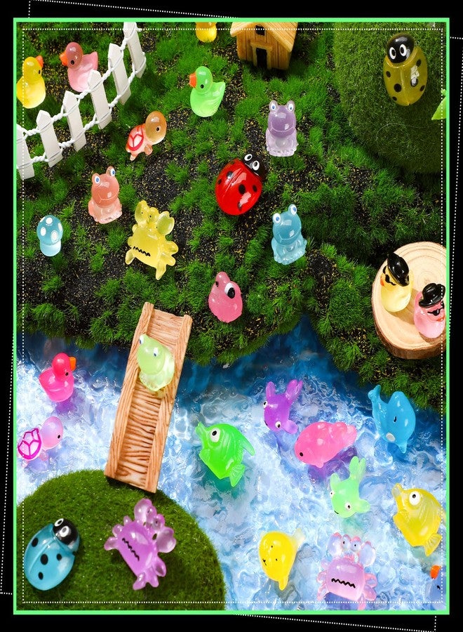 Colingmill 300 Pieces Luminous Mini Resin Animals Figures Glowing Miniature Ocean Animals Luminous Resin Figurines for Garden Micro Landscape Aquarium Potted Decor - Image 2